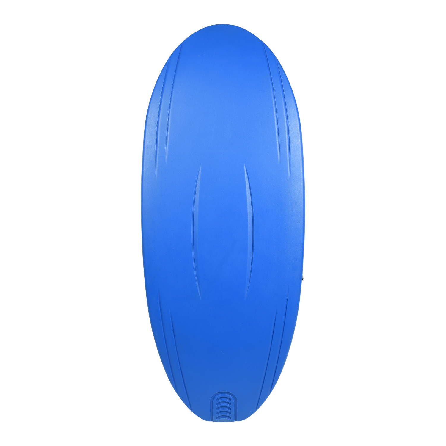 Bottom view of the Fireball kneeboard in solid blue with molded tracking channels.
